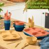 24 Pcs Wheat Straw Dinnerware Cutlery Set for Aldult Including Divided Plates Microwave Dishwasher Safe Bowl Unbreakable Tableware Straw Cutlery Spoon Knife Fork(Bright Color) view 2