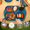24 Pcs Wheat Straw Dinnerware Cutlery Set for Aldult Including Divided Plates Microwave Dishwasher Safe Bowl Unbreakable Tableware Straw Cutlery Spoon Knife Fork(Bright Color) view 4