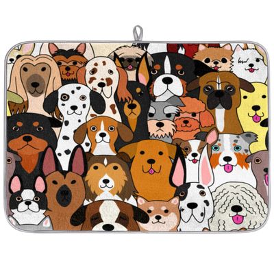 Colorful Animal Footprints Drying Mat for Kitchen Coffee Mat Water Absorbent Heat Resistant for Tabletop Microfiber Dish Drying Mats Reusable Washable Large 18"x24"