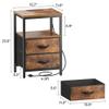 Huuger Nightstand with Charging Station, Fabric Drawers, End Table with Open Shelf, Bedside Table with USB Ports and Outlets, Night Stand for Bedroom, Rustic Brown view 3
