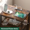 Huuger Nightstand with Charging Station, Fabric Drawers, End Table with Open Shelf, Bedside Table with USB Ports and Outlets, Night Stand for Bedroom, Rustic Brown view 4