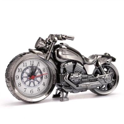 GRFIT Alarm Clock Creative Motorcycle Motorbike Pattern Alarm Clock Desk Clock Creative Home Birthday Gift Cool Clock (Wheel Type was Randomly) Clock for Bedrooms (Color : Brass)