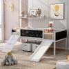 Bellemave Low Loft Bed with Slide, Kids Twin Loft Bed with Storage Boxes, Wooden Loft Bed Frame with Climbing Ladder and Chalk Board for Kids Boys Girls Teens (White) view 3