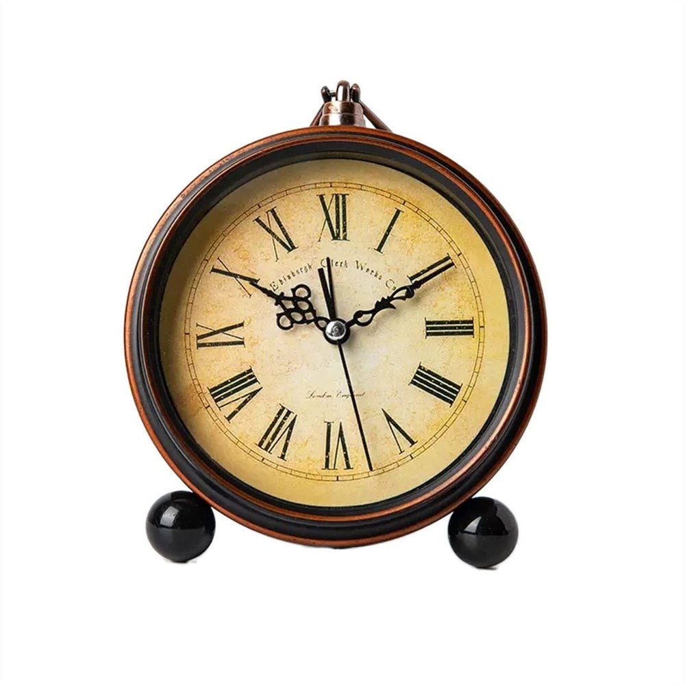 GRFIT Alarm Clock 5" Analog Silent Alarm Clock, Non Ticking Alarm Clocks for Bedrooms Bedside, Battery Operated, Easy to Set Clock for Bedrooms (Color : D)