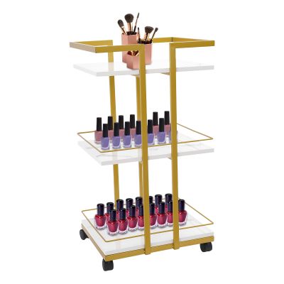 DDBESSIC Bar Cart, Serving Cart for Home with Wheel, Open Design 3 Tier Storage Mobile Kitchen Cart, Industrial Drink Cart for Cosmetics, Snacks, Toys, Books