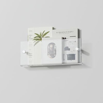 ARCVOX Magazine File Holder Colorful Acrylic, Books Storage Racks & Shelving Wall Mount, Brochure Holder for Magazines, Hanging Bookshelf Magazine Rack (Color : Transparent, Size : 40cm/15.7in)