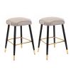 Guyifuny Bar Stool Metal Footrest Upholstered Bar Chairs Breakfast Dining Stool for Home Bar Counter Kitchen and Islands,Grey,65cm view 1