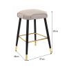 Guyifuny Bar Stool Metal Footrest Upholstered Bar Chairs Breakfast Dining Stool for Home Bar Counter Kitchen and Islands,Grey,65cm view 3