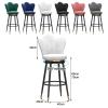 Guyifuny Velvet Bar Stools Set of 2 Black Barstools Upholstered Kitchen Island Stool High Dining Chairs with Footrest for for Home Bar Dining Room Pub,White,65cm view 2