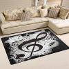 Abstract Musical Notes Living Room Area Rugs, Modern Home Decor Black White Bedroom Rug, Soft Durable Washable Non-Slip Foldable Large Entryway Throw Carpet for Dorm Sofa Pet Patio 5.3x6.6ft view 3