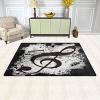 Abstract Musical Notes Living Room Area Rugs, Modern Home Decor Black White Bedroom Rug, Soft Durable Washable Non-Slip Foldable Large Entryway Throw Carpet for Dorm Sofa Pet Patio 5.3x6.6ft view 4