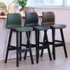 Guyifuny Bar Stools Set of 2 PU Leather Armless Bar Chairs for Kitchen Island Modern Upholstered Stool with Back and Footrest,Black,62cm view 2