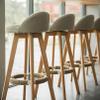 Guyifuny Swivel Bar Stool PU Leather Bar Chair Kitchen Wood Pub Chair Counter Height Sool Home Kitchen Dining Room,#3, view 4