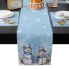 Blue Christmas Table Runner with Placemats Set of 2, Cotton Linen Kitchen Dining Mats Long Tablerunner 13"x90" Snowman Forest Snowy Tree Branch Table Mats Set for Living Room/Dresser/Dining Table view 1
