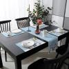 Blue Christmas Table Runner with Placemats Set of 2, Cotton Linen Kitchen Dining Mats Long Tablerunner 13"x90" Snowman Forest Snowy Tree Branch Table Mats Set for Living Room/Dresser/Dining Table view 3