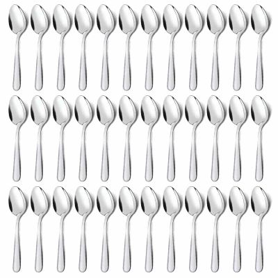 Unokit 36-Piece Tea Spoons Set Silverware - 6.7 inch Stainless Steel Spoon, Dessert, Table, Silverware Spoons Only for Home, Kitchen or Restaurant - Mirror Polished, Dishwasher Safe
