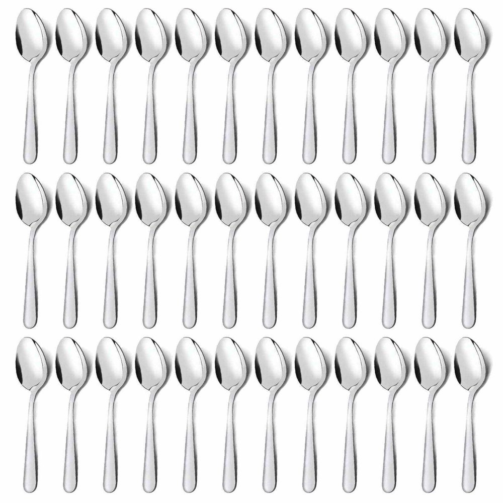 Unokit 36-Piece Tea Spoons Set Silverware - 6.7 inch Stainless Steel Spoon, Dessert, Table, Silverware Spoons Only for Home, Kitchen or Restaurant - Mirror Polished, Dishwasher Safe