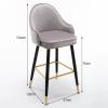 Guyifuny Bar Stools Set of 2 Velvet Fabric Upholstered High Stools Black Metal Legs Breakfast Counter Chairs for Bar, Counter, Kitchen, Home,Grey,2 view 2