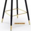 Guyifuny Bar Stools Set of 2 Velvet Fabric Upholstered High Stools Black Metal Legs Breakfast Counter Chairs for Bar, Counter, Kitchen, Home,Grey,2 view 3