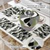 Sage Green Stripes Placemats Set of 2, Woven Placemat Washable Wipeable Table Placemat with Pocket, Holiday Cloth Table Mat for Party Kichen Dinner Modern Geometric Black Grey White view 2
