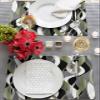 Sage Green Stripes Placemats Set of 2, Woven Placemat Washable Wipeable Table Placemat with Pocket, Holiday Cloth Table Mat for Party Kichen Dinner Modern Geometric Black Grey White view 3