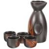 Uonlytech 1set Japanese Sake Set Ceramic Sake Pot Cups Traditional Japanese Design Easy to Clean for Home Entertaining Decorative Use view 1