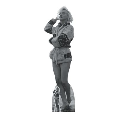 Star Cutouts SC2384 Marilyn Monroe Beach 1962 Black and White Cardboard Cutout with Mini