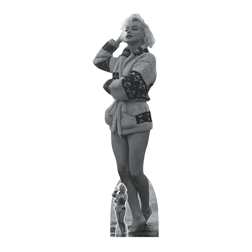 Star Cutouts SC2384 Marilyn Monroe Beach 1962 Black and White Cardboard Cutout with Mini