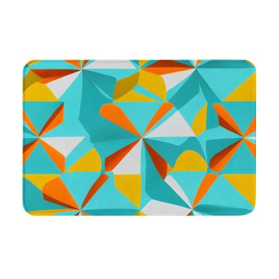Cioroper Non-Slip Flannel Soft Doormat Floor Entryways Outdoor Indoor Front Door Mat,Bright Colored with Geometric Shapes Bath Mat,16x24inch