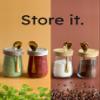 AYOS Premium Overnight Oats Containers with Bamboo Lids and Golden Spoons - 16 oz Glass Jars - 4 pack - Plastic Free view 2