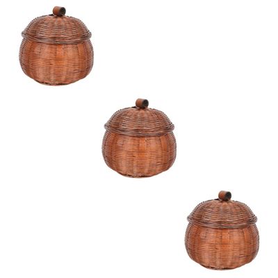 ABOOFAN 3pcs Convenient Multi-function Storage Basket Lid for Fruits and Eggs Retro Design Pumpkin Basket for Home and Kitchen Organization