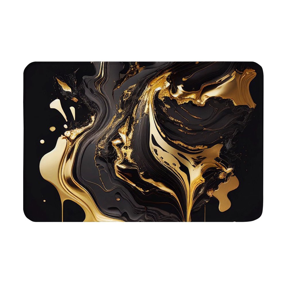 Cioroper Bathroom Mats Rugs Non-Slip, Washable Floor Mat Bathroom Decorations Black and Gold Marble Bath Mats,16x24inch