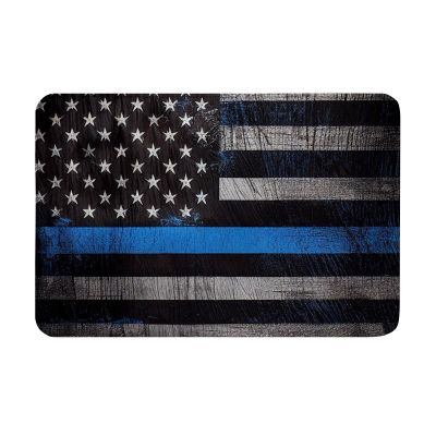 Cioroper Bathroom Mats Rugs Non-Slip, Washable Floor Mat Bathroom Decorations Blue Line National Flag Print Bath Mats,16x24inch