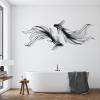 ICEWQOQU Koi Metal Wall Art Set of 2, Metal Fish Wall Decor, Koi Fish Decor, Yin Yang Wall Art, Feng Shui Iron Fish Art for Living Room, Bathroom (Each Panel: 47 x 29/120 x 73 cm, silver) view 2