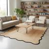 Chouhan International Natural Jute Wave Scalloped Jute Area Rug, Bohemian Decor Handwoven Rug, Floor Farmhouse Natural Braided Boho Runner Rugs (Black-10x14 Ft) view 2