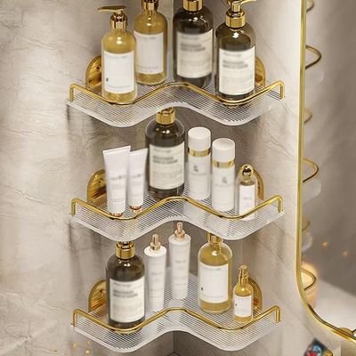 Corner Shower Caddy, Bathroom Shower Shelfs, Acrylic Shower Organizer Bathroom Accessories (Color : B, Size : 2 layer)