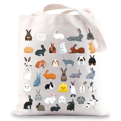 G2TUP Type Of Rabbits Reusable Bag Bunnies Tote Bag Rabbit Lover Bunny Mom Easter Gift (Rabbits Tote Bag)