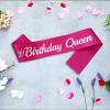 Birthday Queen Sash Pink, Silver Foil Birthday Sash for Women Funny Birthday Party Decorations, 21st 30th 40th 50th Bday Sash Gift Ideas view 3