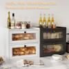 Alpeir Double Layer Large Bread Box for Kitchen Counter, Wooden Corner Bread Storage Container with Acrylic Window, Black view 3
