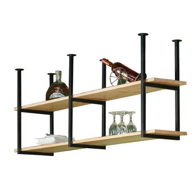 Drsyffsup Ceiling Shelf 2 Layer Industrial Hanging Flower Stand, Vintage Home Decor Storage Racks, Floating Shelves for Wall, Wine Rack for Bars/Restaurants/Kitchens (Size : 80x30x80cm)