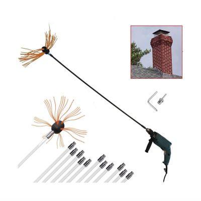 YANFU Chimney Sweep kit Stove Brush, Stove Brush Set, Cleaning Set for Duct Ventilation, Brush for Chimney, Stove Pipe with Flexible (Color : Orange, Size : 12 m)