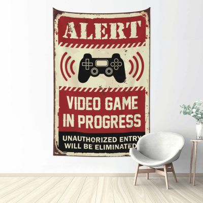 Bar Stuff For Man Cave Alert Video Game In Progress Tapestry Tapestry Wall Art Bedroom Door Decor (Size : 75X100CM)