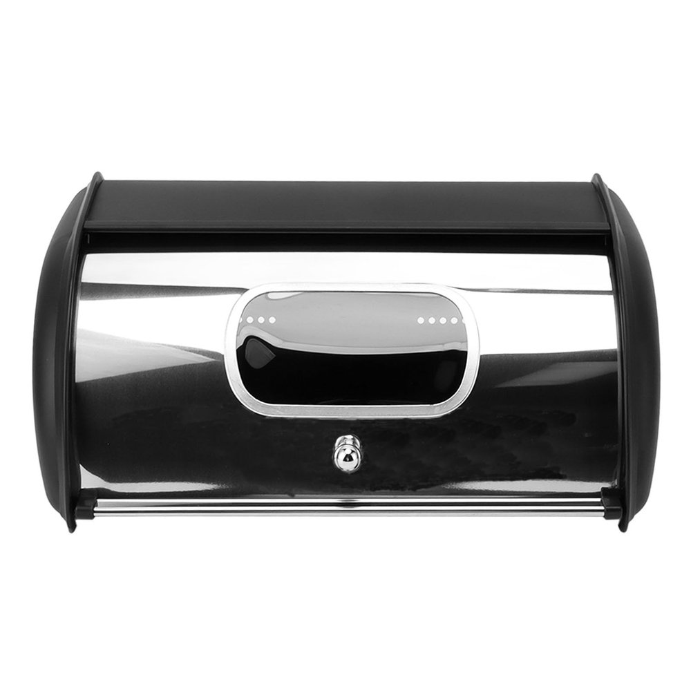 Bread Box, Bread Bin with Roll up Lid, Bread Storage Containers, Metal Bread Holder with Front Window, Loaf Containers for Homemade Cakes, Buns, Pastries, Pancakes, And Cookies