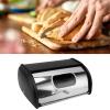 Bread Box, Bread Bin with Roll up Lid, Bread Storage Containers, Metal Bread Holder with Front Window, Loaf Containers for Homemade Cakes, Buns, Pastries, Pancakes, And Cookies view 3