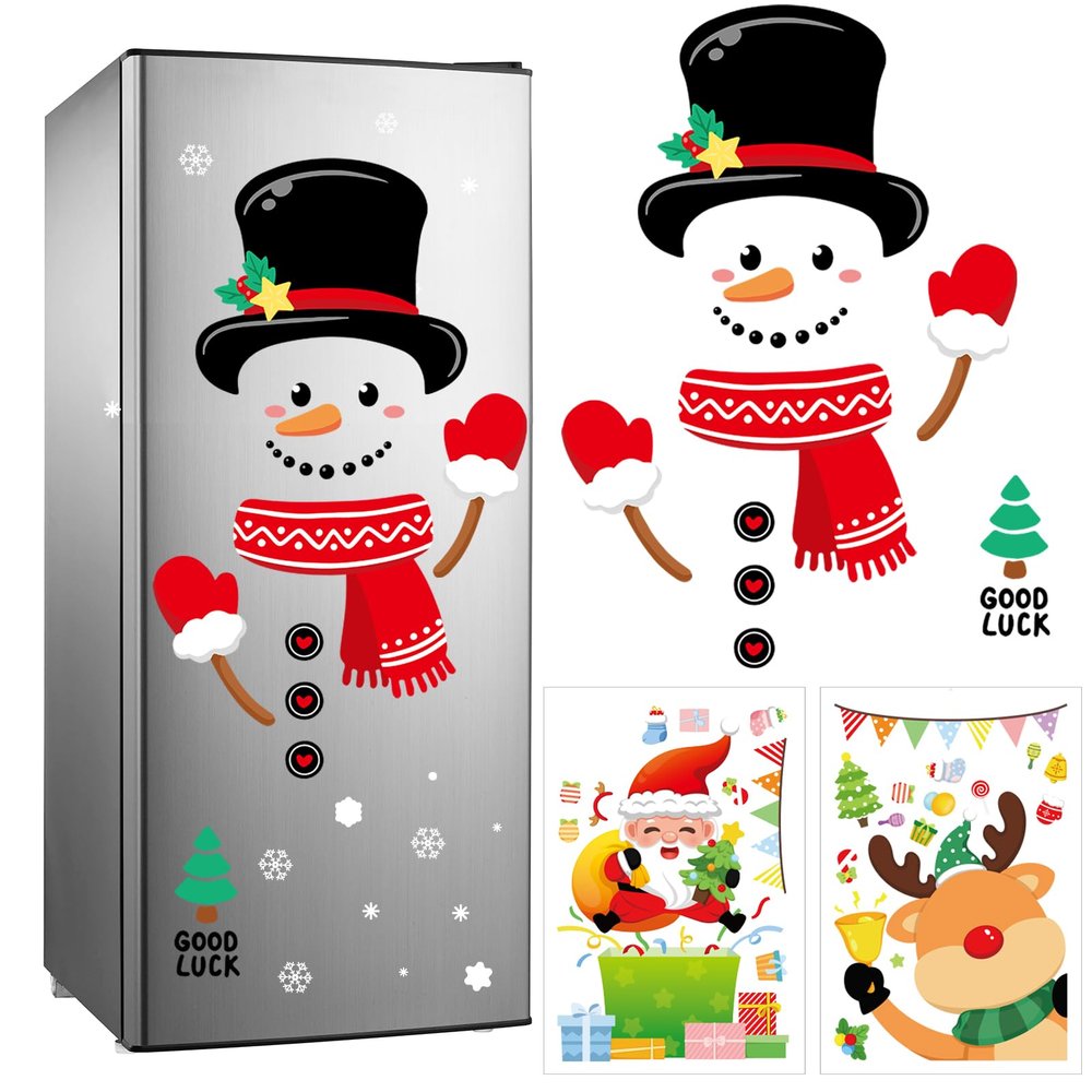Christmas Fridge Magnets Set, 14 Pcs Snowman Refrigerator Decorations, Soft Reusable Magnetic Ornaments for Home, Kitchen & Office