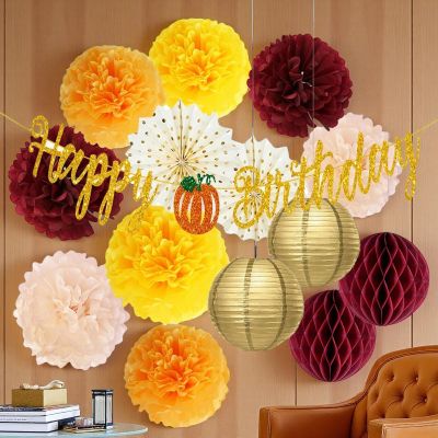 Fall Birthday Party Decorations Maroon Orange Gold/Thanksgiving Fall Birthday Decorations Maroon Yellow Women Burgundy Orange
