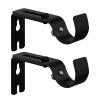 Curtain Rod Bracket, 1 inch Curtain Rod Holders Set of 2, Adjustable Curtain Rod Brackets for Wall, Black view 1