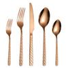 40-Piece Silverware Set Rose Gold for 8 Hammered Handle Flatware Set Food-Grade Stainless Steel Utensils Set Home Kitchen Forks Forks And Spoons Mirror Polished Halloween Essentials Christmas view 1