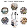 40-Piece Silverware Set Rose Gold for 8 Hammered Handle Flatware Set Food-Grade Stainless Steel Utensils Set Home Kitchen Forks Forks And Spoons Mirror Polished Halloween Essentials Christmas view 4
