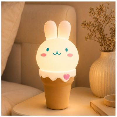 LOHAS Bunny Ice Cream Cute Night Lights, 7 Colors Kawaii Desk Decor, Pat Control and Rechargeable Base, Funny Gift, Bedroom and Nursery Dcor
